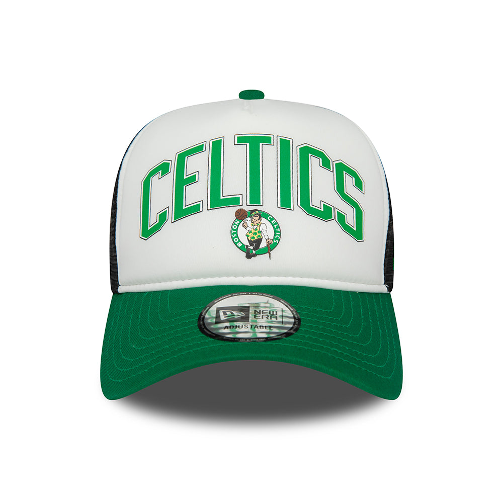 New Era A-Frame Boston Celtics Trucker Cap - NBA Retro - Weiß-Grün-Schwarz