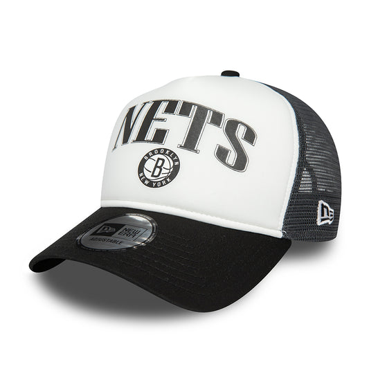 New Era A-Frame Brooklyn Nets Trucker Cap - NBA Retro - Weiß-Schwarz
