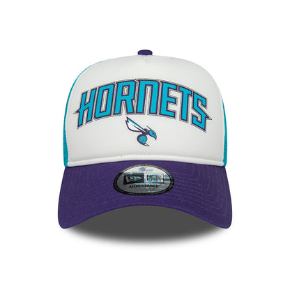 New Era A-Frame Charlotte Hornets Trucker Cap - NBA Retro - Weiß-Lila-Petrol