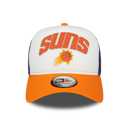 New Era A-Frame Phoenix Suns Trucker Cap - NBA Retro - Weiß-Orange-Lila