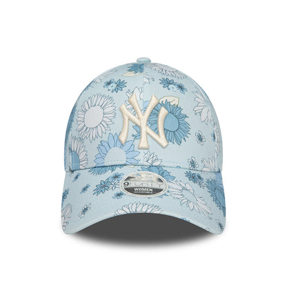 New Era Damen 9FORTY New York Yankees Baseball Cap - MLB Floral AOP - Hellblau