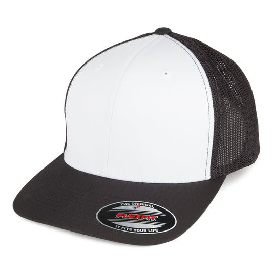 FlexFit Trucker Cap mit weißer Vorderseite - Schwarz-Weiß