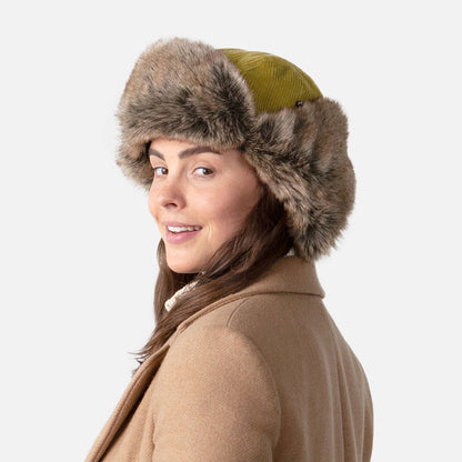 Barts Corduroy Rib Bomber Fliegermütze aus Kunstfell - Ocker