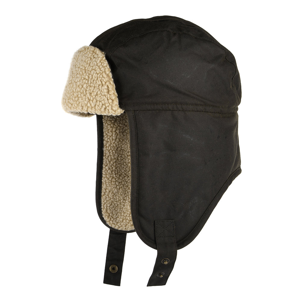 Failsworth Fliegermütze aus gewachster Baumwolle - Olivgrün