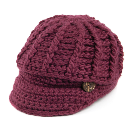Scala Letizia Gestrickte Schirm Beanie Mütze - Weinrot