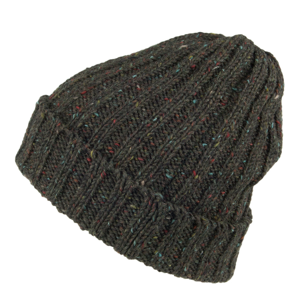 Highland 2000 Kilcarra Beanie Mütze mit Umschlag aus Wolle - Waldgrün
