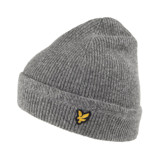 Lyle & Scott Racked Rippstrick Beanie Mütze - Grau