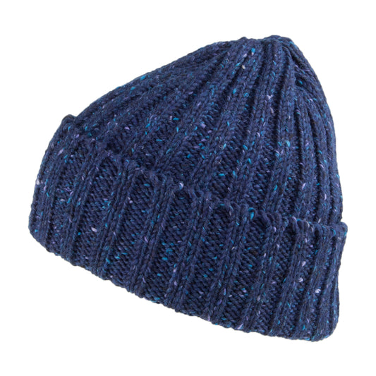 Highland 2000 Kilcarra Beanie Mütze mit Umschlag aus Wolle - Marineblau
