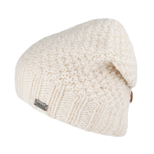 Kusan Button Down Beanie Mütze - Weiß