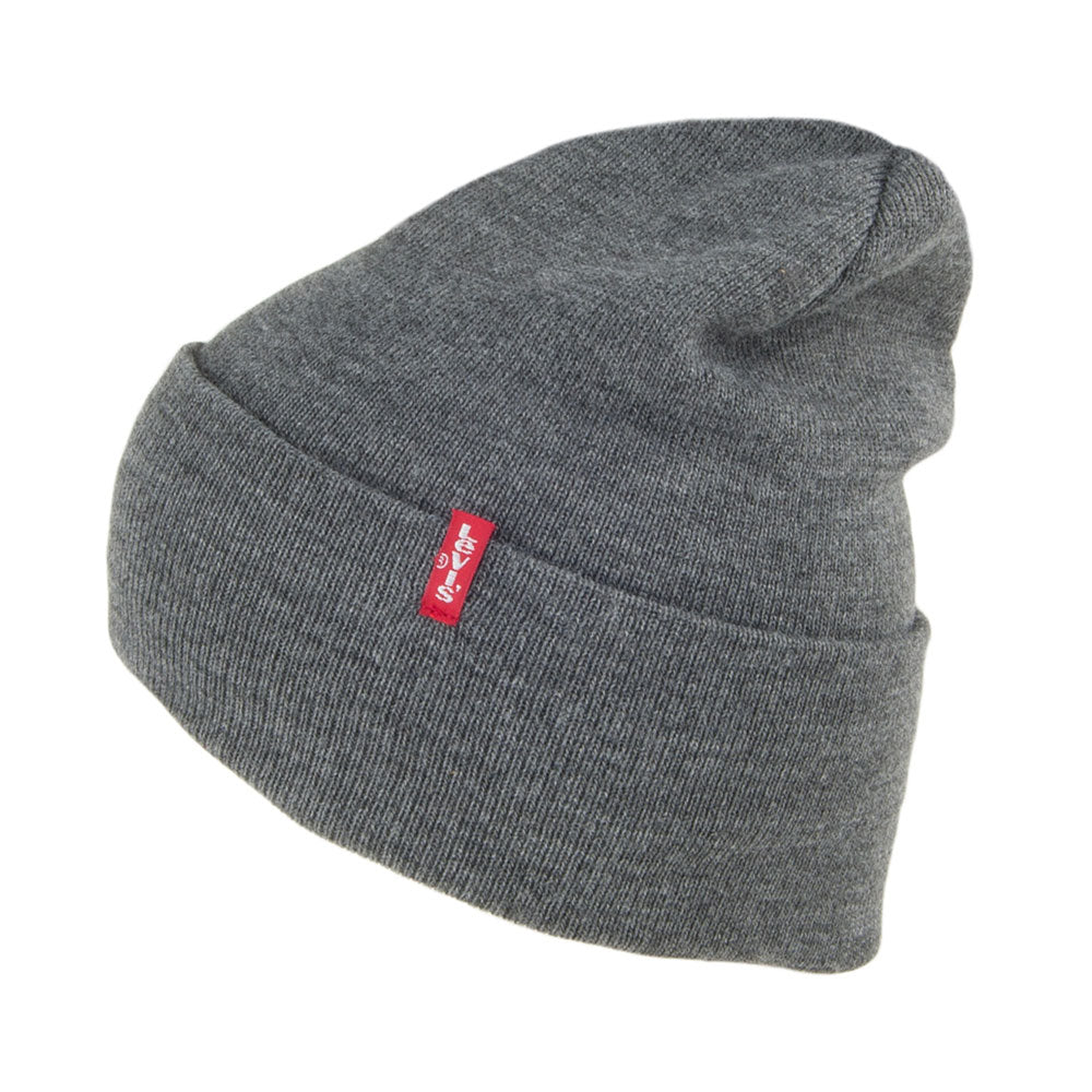 Levi's Neue Slouchy Beanie Mütze mit rotem Etikett - Grau