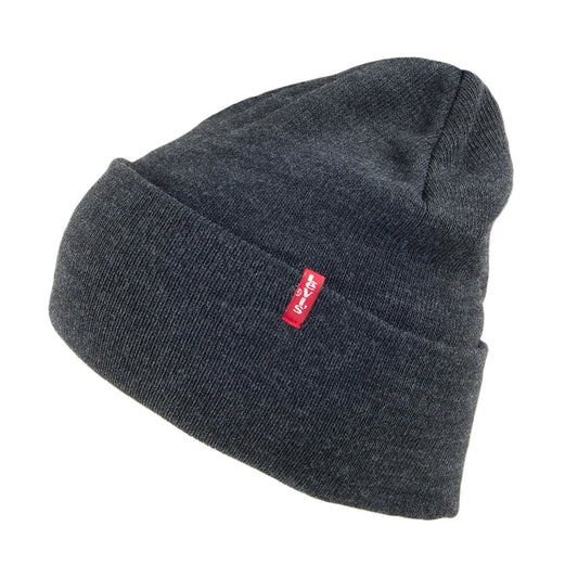 Levi's Neue Slouchy Beanie Mütze mit rotem Etikett - Anthrazit