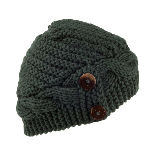 Scala Emilia Knopf Beanie Mütze - Olivgrün