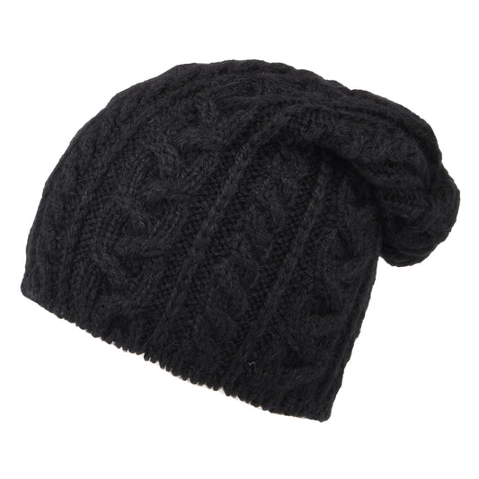 Highland 2000 Super Weiche Slouch Oversized Beanie Mütze aus Alpaka Wolle - Schwarz