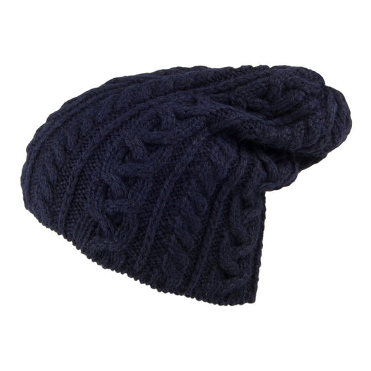 Highland 2000 Super Weiche Slouch Oversized Beanie Mütze aus Alpaka Wolle - Marineblau