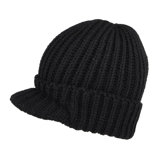 Highland 2000 Small Peak Beanie Mütze aus Englischer Wolle - Schwarz