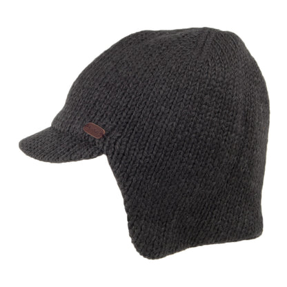 Kusan - Grau Beanie Mütze mit Krempe und Ohrenwärmer