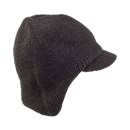 Kusan - Grau Beanie Mütze mit Krempe und Ohrenwärmer