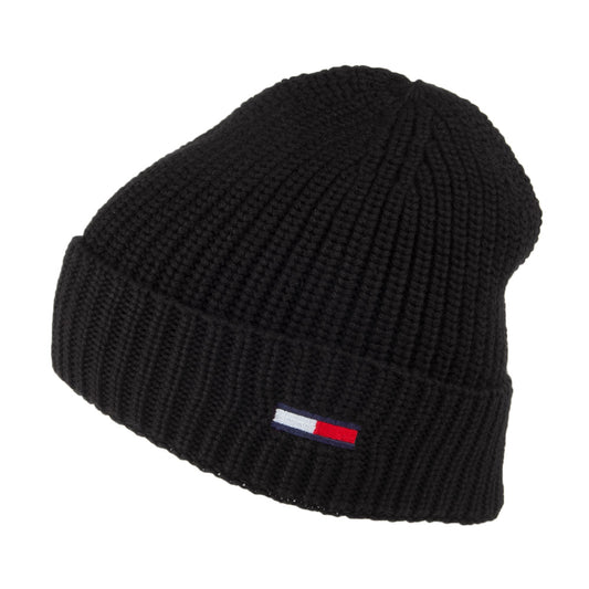 Tommy Hilfiger TJM Basic Rib Gerippte Beanie Mütze - Schwarz