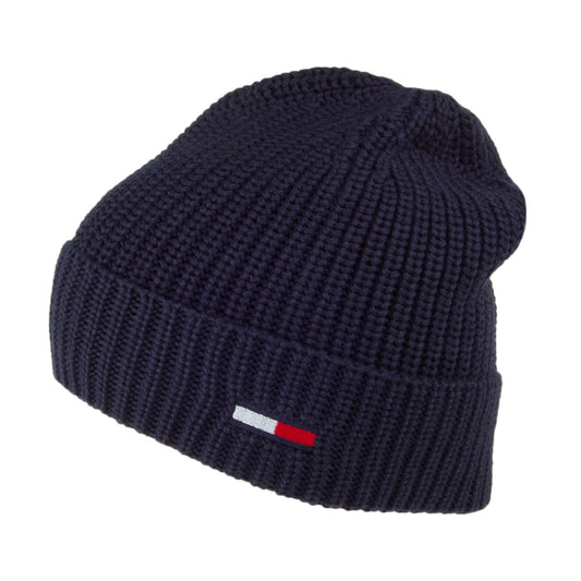 Tommy Hilfiger TJM Basic Rib Gerippte Beanie Mütze - Marineblau