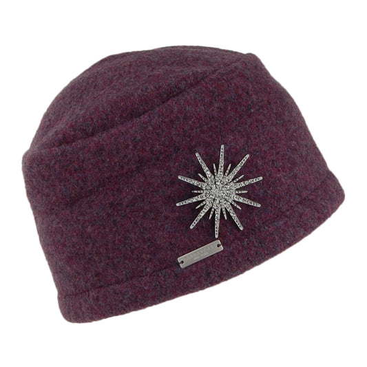 Seeberger Winter Pull On Beanie Mütze mit Brosche - Mauve