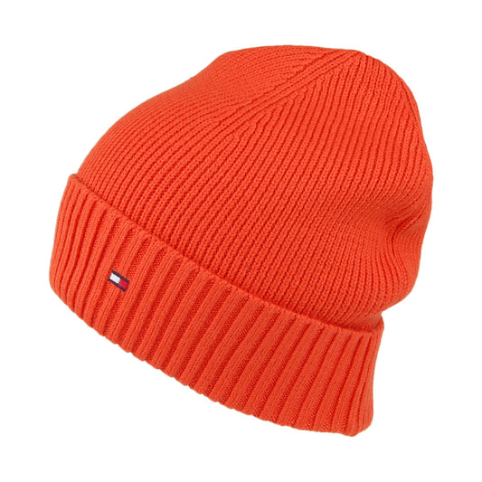 Tommy Hilfiger Pima Essential Flag Beanie Mütze aus Baumwoll-Kaschmir - Lehmrot