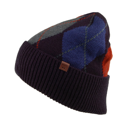 Barts Guer Argyle Beanie Mütze - Marineblau