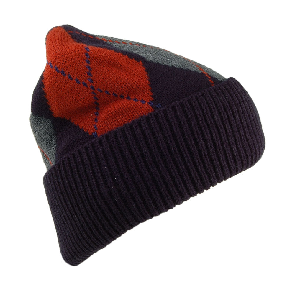Barts Guer Argyle Beanie Mütze - Marineblau