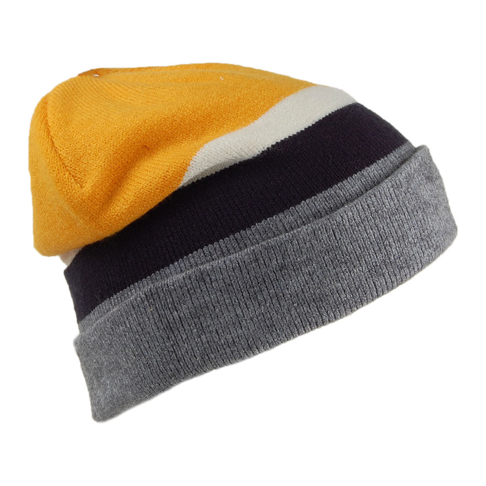 Barts Jispin Beanie Mütze Slouchy Stripe - Grau-Gelb