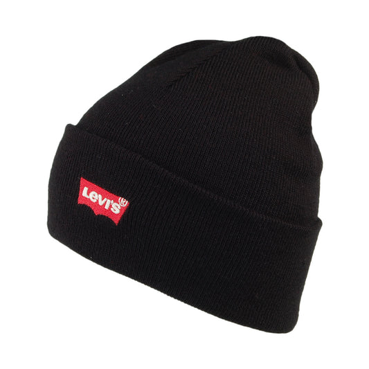 Levi's mit rotem Logo bestickte Beanie Mütze Slouchy - Schwarz