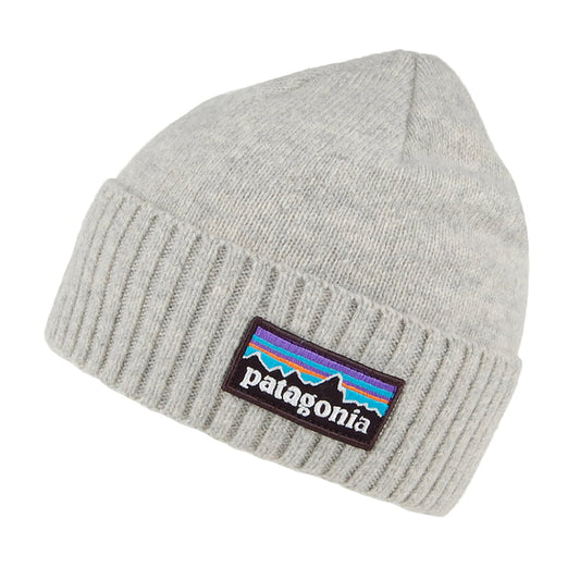 Patagonia P-6 Logo Brodeo Beanie Mütze aus recycelter Wolle - Grau