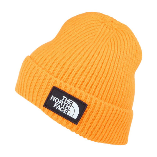The North Face Logo Box Beanie Mütze mit Umschlag - Gelb