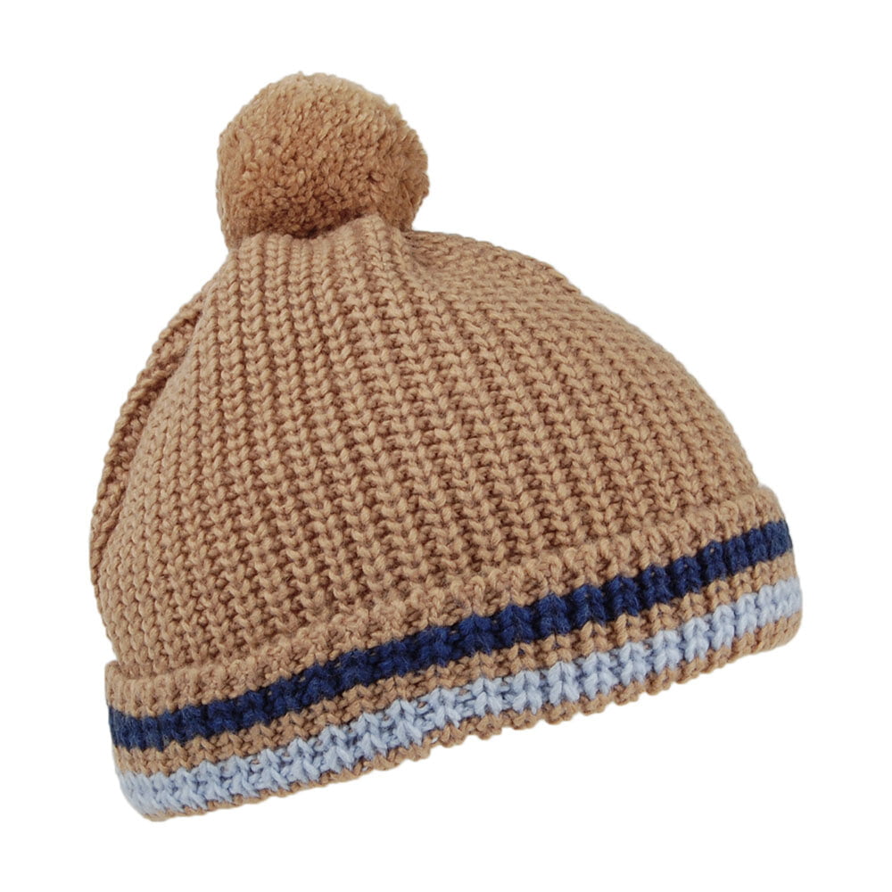 Armor Lux Hiver Bommelmütze - Hellbraun-Blau