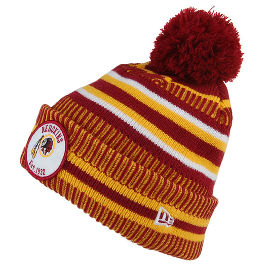 New Era Washington Redskins Bommelmütze - NFL On Field Knit - Burgunderrot-Gelb