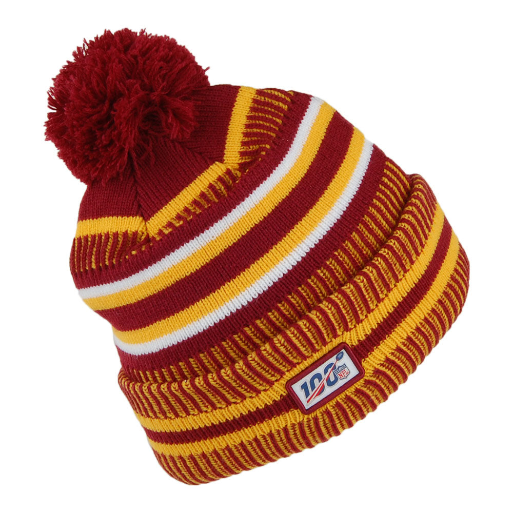 New Era Washington Redskins Bommelmütze - NFL On Field Knit - Burgunderrot-Gelb