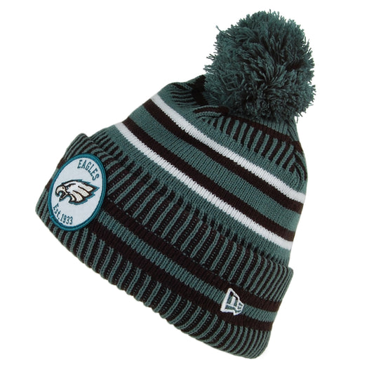 New Era Philadelphia Eagles Bommelmütze - NFL On Field Knit - Mitternachtsgrün-Schwarz