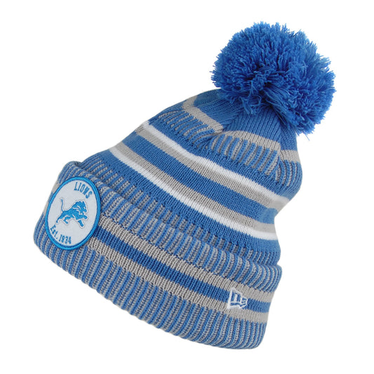 New Era Detroit Lions Bommelmütze - NFL On Field Knit - Blau-Grau