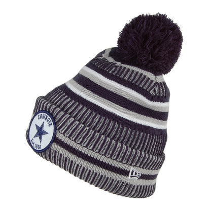 New Era Dallas Cowboys Bommelmütze - NFL On Field Knit - Blau-Grau