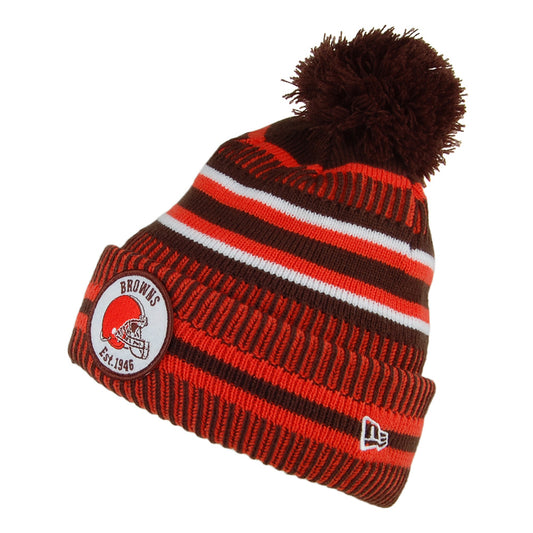 New Era Cleveland Browns Bommelmütze - NFL On Field Knit - Braun-Orange