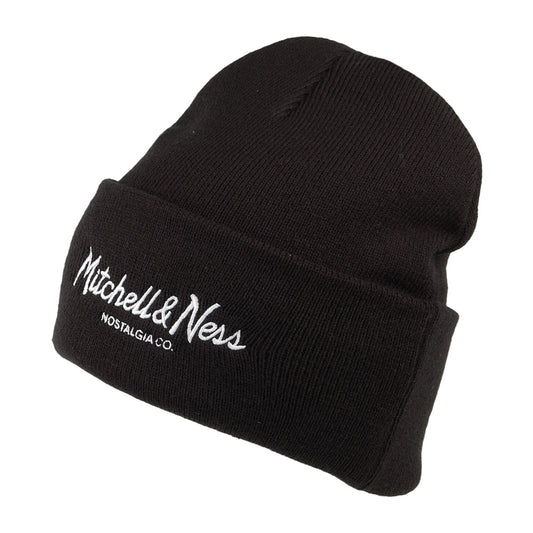 Mitchell & Ness Pinscript mit Umschlag gestrickt Beanie Mütze - Schwarz