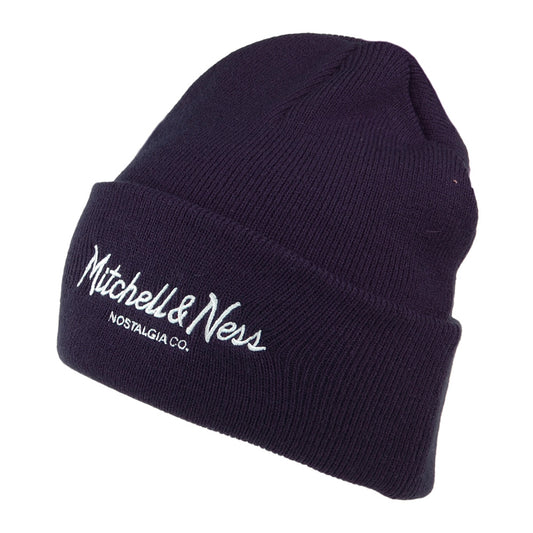 Mitchell & Ness Pinscript mit Umschlag gestrickt Beanie Mütze - Marineblau