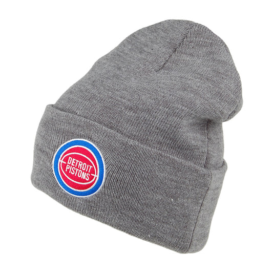Mitchell & Ness Detroit Pistons Beanie Mütze - NBA Team Logo Cuff Knit - Grau