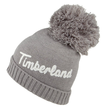 Timberland Logo Stickerei Bommelmütze - Grau Meliert