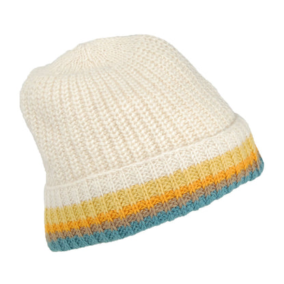 Kusan Turn Up Cuff Beanie Mütze Strick - Cremefarben-Multi