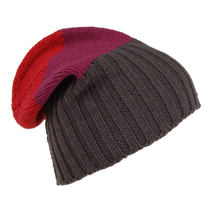 Kusan Floppy Beanie Mütze aus Merinowolle - Rot-Lila