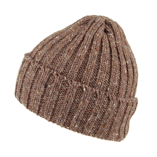 Highland 2000 Kilcarra Beanie Mütze mit Umschlag aus Wolle - Braun
