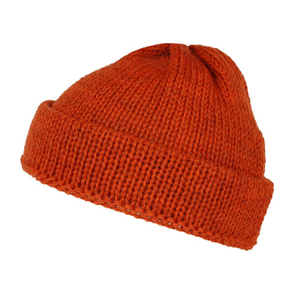 Highland 2000 Short Fishermans Beanie Mütze aus Englischer Wolle - Verbranntes Orange