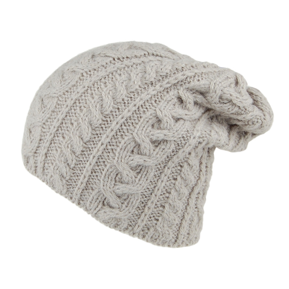 Highland 2000 Super Weiche Slouch Oversized Beanie Mütze aus Alpaka Wolle - Hellgrau