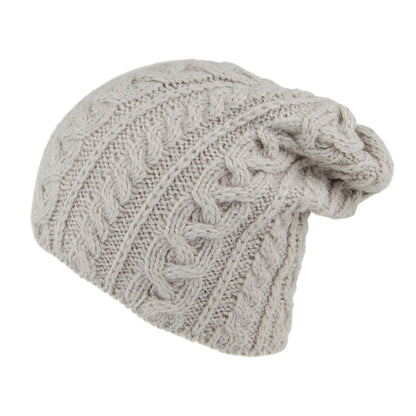 Highland 2000 Super Weiche Slouch Oversized Beanie Mütze aus Alpaka Wolle - Hellgrau