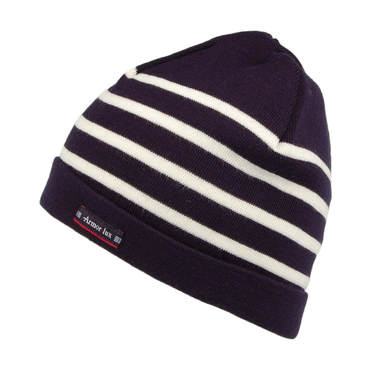 Armor Lux Alexandre Beanie Mütze gestreift - Marineblau-Creme