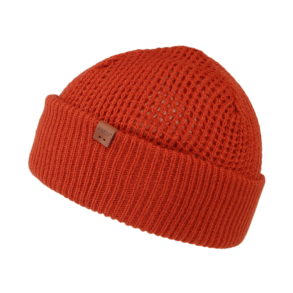 Barts Adas mit Umschlag Beanie Mütze mit Umschlag im Waffelstrickmuster - Rostrot